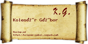 Kolesár Gábor névjegykártya